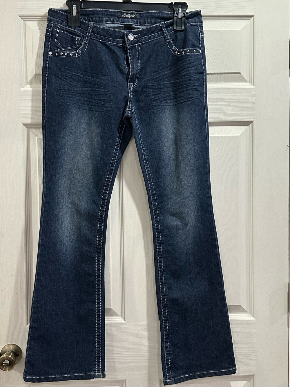 South Pole Dark Blue Flare Jeans with Stud Accents